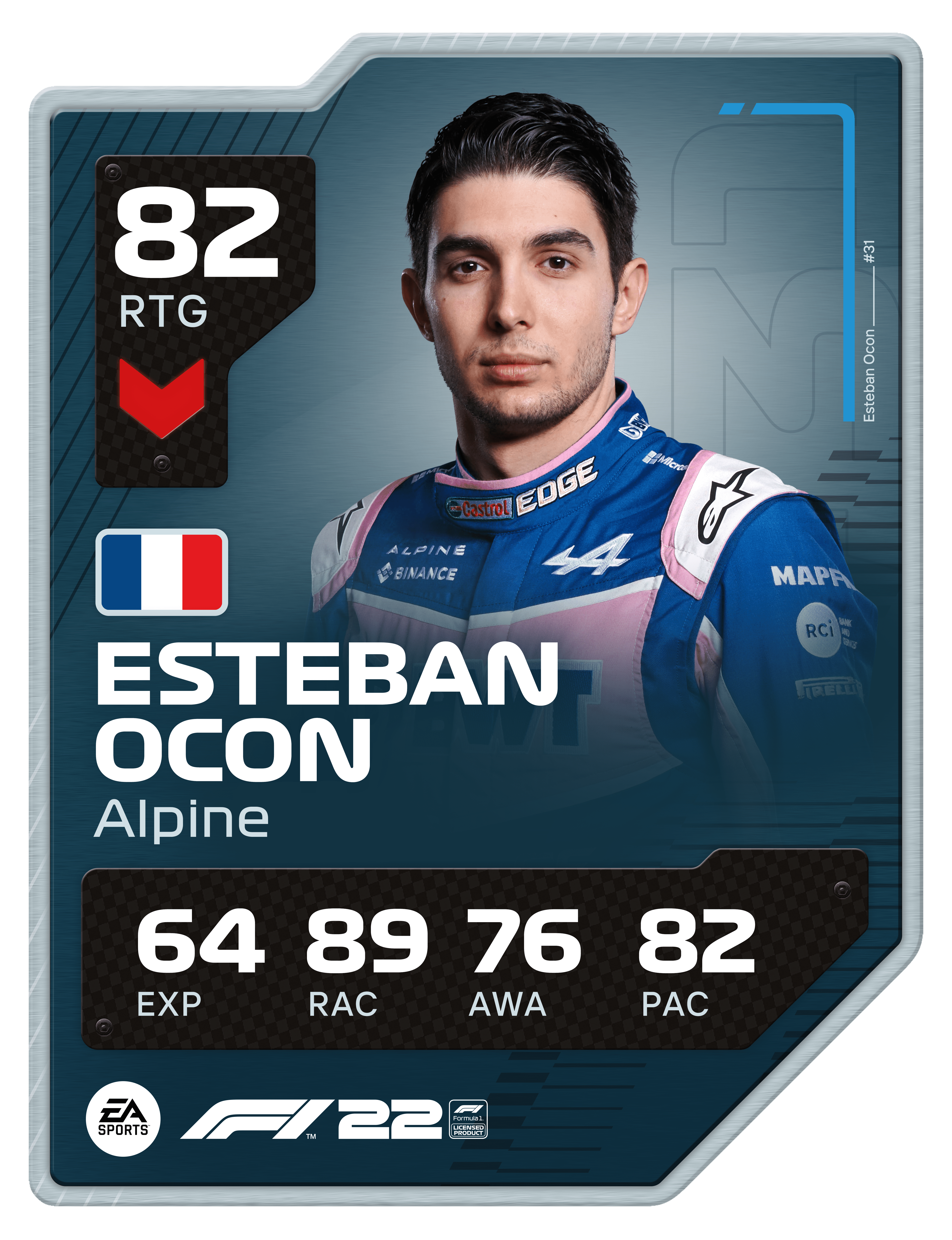 Card do piloto Esteban Ocon